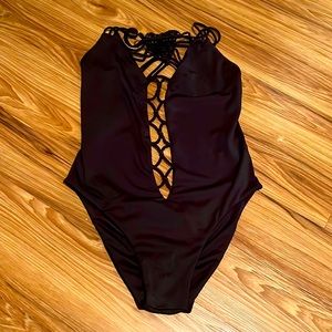Black one piece bathing suit